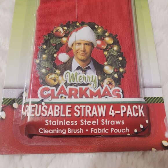 National Lampoons Christmas Vacation Gift Set Reusable Straws Bottle Stopper New - Picture 3 of 7